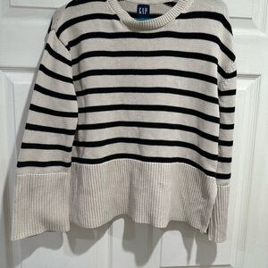 GAP Cream and Black Striped Knit Sweater